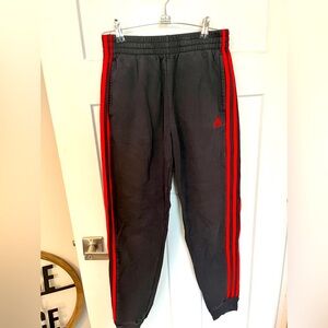 Adidas Black and Red Sweatpants with Sporty Stripes